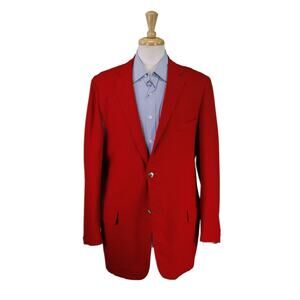 Vintage Red Blazer 60s Lanella Switzerland Egyptian Cotton Wool Mens 41L 42L